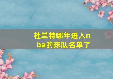 杜兰特哪年进入nba的球队名单了