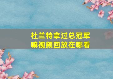 杜兰特拿过总冠军嘛视频回放在哪看