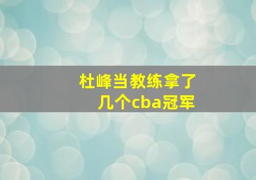 杜峰当教练拿了几个cba冠军