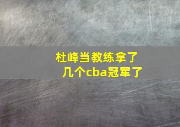 杜峰当教练拿了几个cba冠军了