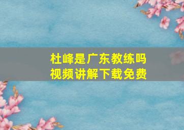 杜峰是广东教练吗视频讲解下载免费