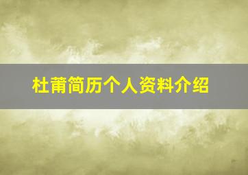 杜莆简历个人资料介绍