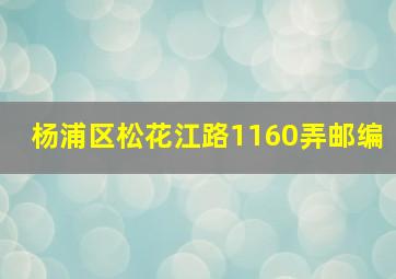 杨浦区松花江路1160弄邮编