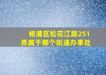 杨浦区松花江路251弄属于哪个街道办事处