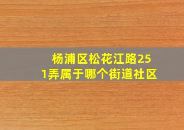 杨浦区松花江路251弄属于哪个街道社区