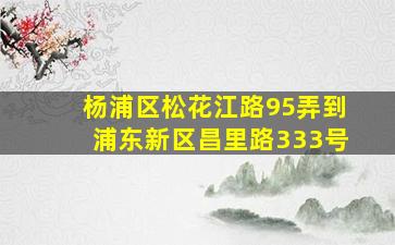 杨浦区松花江路95弄到浦东新区昌里路333号