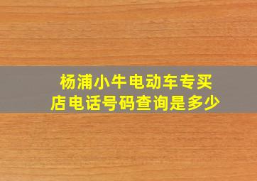 杨浦小牛电动车专买店电话号码查询是多少