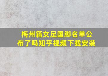 梅州籍女足国脚名单公布了吗知乎视频下载安装