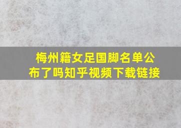 梅州籍女足国脚名单公布了吗知乎视频下载链接