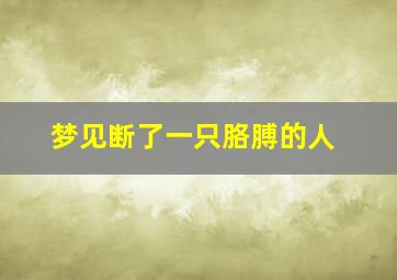 梦见断了一只胳膊的人