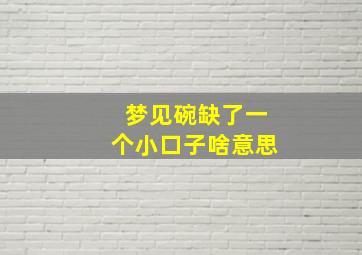 梦见碗缺了一个小口子啥意思