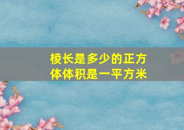 棱长是多少的正方体体积是一平方米