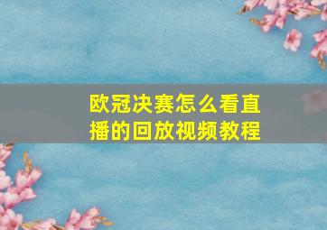 欧冠决赛怎么看直播的回放视频教程