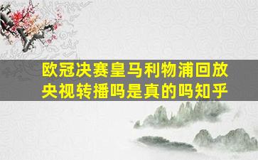 欧冠决赛皇马利物浦回放央视转播吗是真的吗知乎