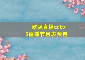 欧冠直播cctv5直播节目表预告