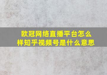 欧冠网络直播平台怎么样知乎视频号是什么意思