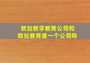 欧拉数学教育公司和欧拉教育是一个公司吗