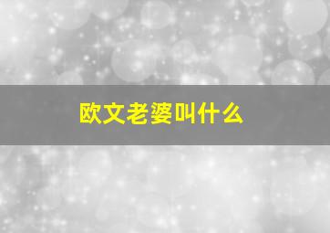 欧文老婆叫什么