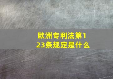 欧洲专利法第123条规定是什么