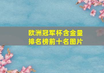 欧洲冠军杯含金量排名榜前十名图片