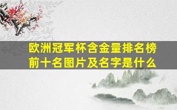 欧洲冠军杯含金量排名榜前十名图片及名字是什么