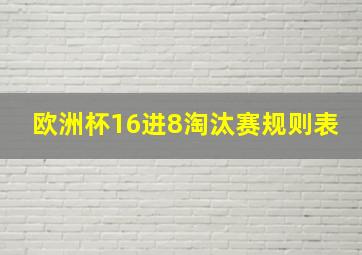 欧洲杯16进8淘汰赛规则表