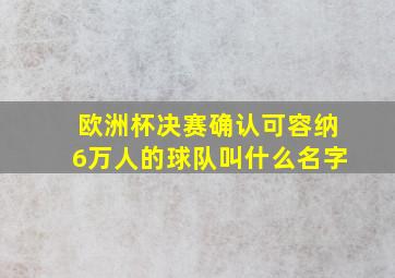 欧洲杯决赛确认可容纳6万人的球队叫什么名字