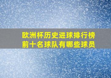 欧洲杯历史进球排行榜前十名球队有哪些球员