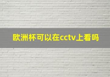 欧洲杯可以在cctv上看吗