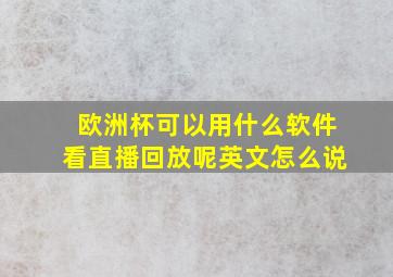 欧洲杯可以用什么软件看直播回放呢英文怎么说