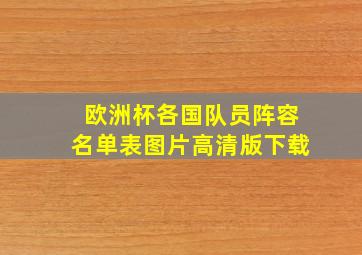 欧洲杯各国队员阵容名单表图片高清版下载