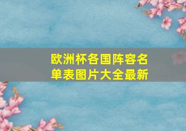 欧洲杯各国阵容名单表图片大全最新