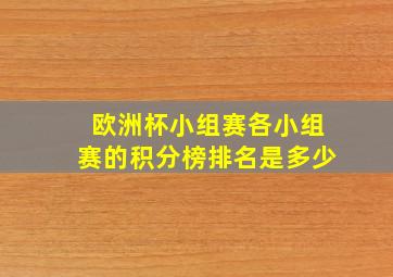 欧洲杯小组赛各小组赛的积分榜排名是多少