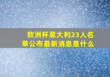 欧洲杯意大利23人名单公布最新消息是什么