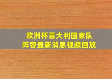 欧洲杯意大利国家队阵容最新消息视频回放