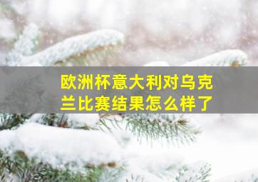 欧洲杯意大利对乌克兰比赛结果怎么样了