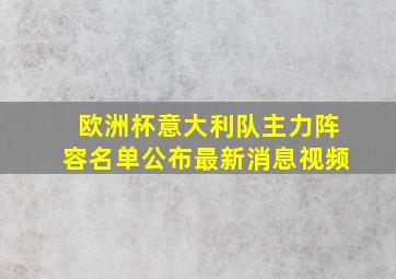 欧洲杯意大利队主力阵容名单公布最新消息视频