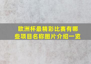 欧洲杯最精彩比赛有哪些项目名称图片介绍一览