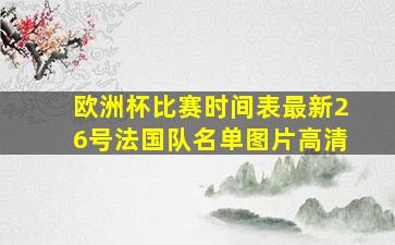 欧洲杯比赛时间表最新26号法国队名单图片高清