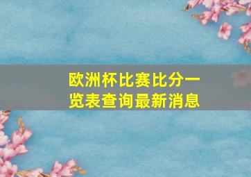 欧洲杯比赛比分一览表查询最新消息