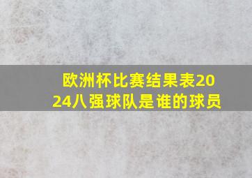 欧洲杯比赛结果表2024八强球队是谁的球员