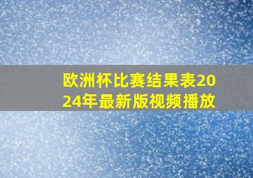 欧洲杯比赛结果表2024年最新版视频播放