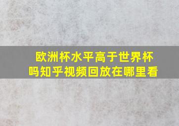 欧洲杯水平高于世界杯吗知乎视频回放在哪里看