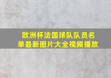 欧洲杯法国球队队员名单最新图片大全视频播放