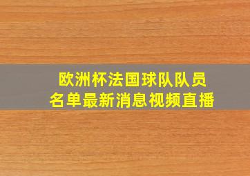 欧洲杯法国球队队员名单最新消息视频直播