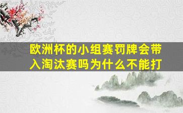 欧洲杯的小组赛罚牌会带入淘汰赛吗为什么不能打