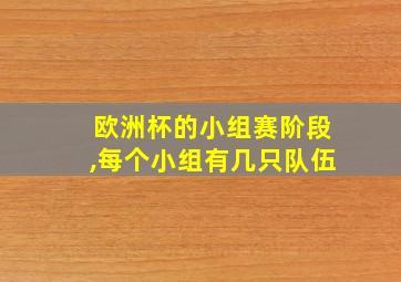 欧洲杯的小组赛阶段,每个小组有几只队伍