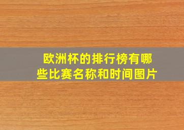 欧洲杯的排行榜有哪些比赛名称和时间图片