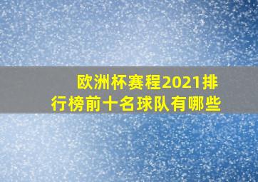 欧洲杯赛程2021排行榜前十名球队有哪些