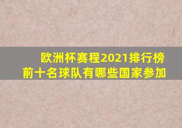 欧洲杯赛程2021排行榜前十名球队有哪些国家参加